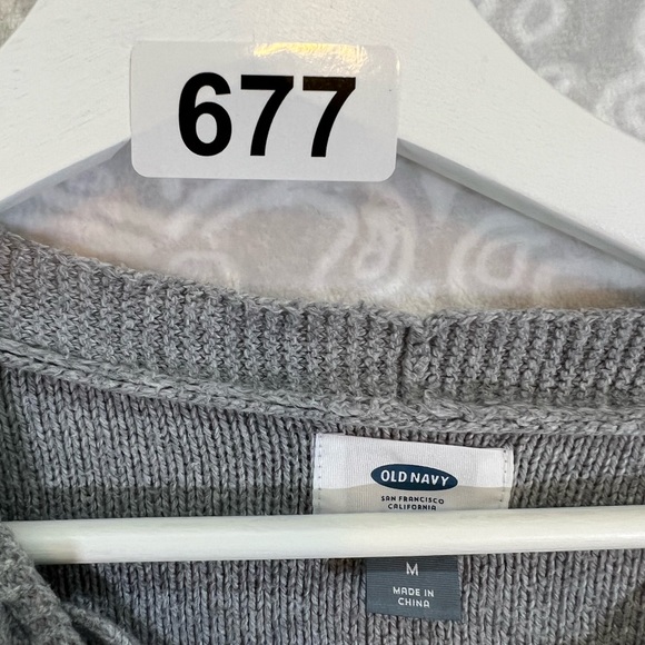 OLD NAVY SIZE M MEDIUM SWEATER GRAY CABLE KNIT COTTON BLEND 677 TOP SHIRT EUC - Picture 10 of 15